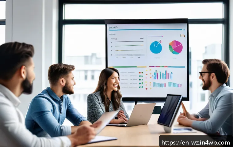 MVP 프로토타입 제작 방법 - A modern startup workspace scene showing a diverse team of professionals gathered around a large tab...