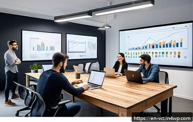 MVP와 지속 가능한 혁신 - A modern startup office scene showing a diverse team collaborating around a large table filled with ...